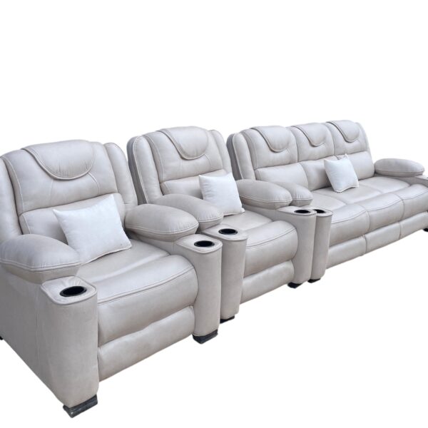 Cream white 5 seater semi recliner sofa