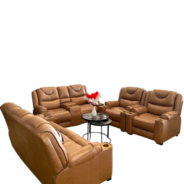 Classy brown 7 seater semi-recliner sofa